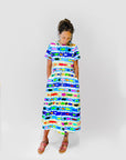 Coloured Lines jersey draw string dress