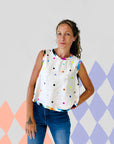 Cut Spot Play linen cotton top