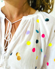 Confetti hand cut vinyl voile blouse