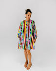 Colour Bomb Lines dress 100% seersucker cotton (mid-length)