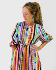 Colour Bomb Lines dress 100% seersucker cotton