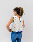 Confetti hand cut vinyl linen cotton blouse