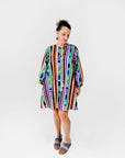 Colour Bomb Lines dress 100% seersucker cotton (mid-length)