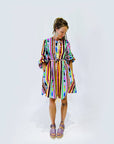 Colour Bomb Lines dress 100% seersucker cotton (mid length )