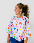 The Artist Splat 3 quarter sleeves cotton linen top