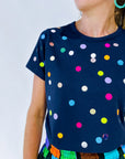 Confetti hand cut vinyl jersey top