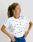 Confetti hand cut vinyl jersey top